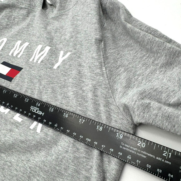TOMMY HILFIGER Women's Large Gray Sport Pullover Hoodie Sweatshirt Roll Tab Logo - Picture 7 of 9